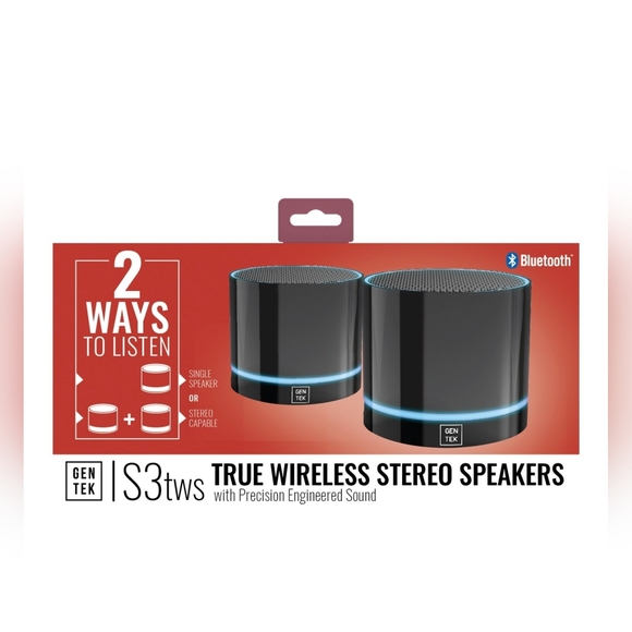 2 GenTek Bluetooth Speakers 2 way Black GT-14481 - Picture 2 of 4